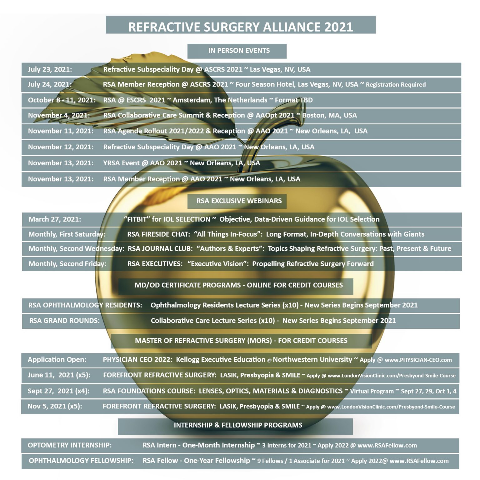 2021 Program Save the Dates